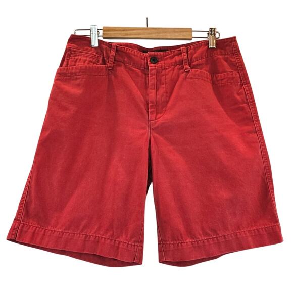 Lauren Ralph Lauren Mid Rise Chino Red Twill Shorts Pockets 100% Cotton Size 8 - Picture 1 of 9